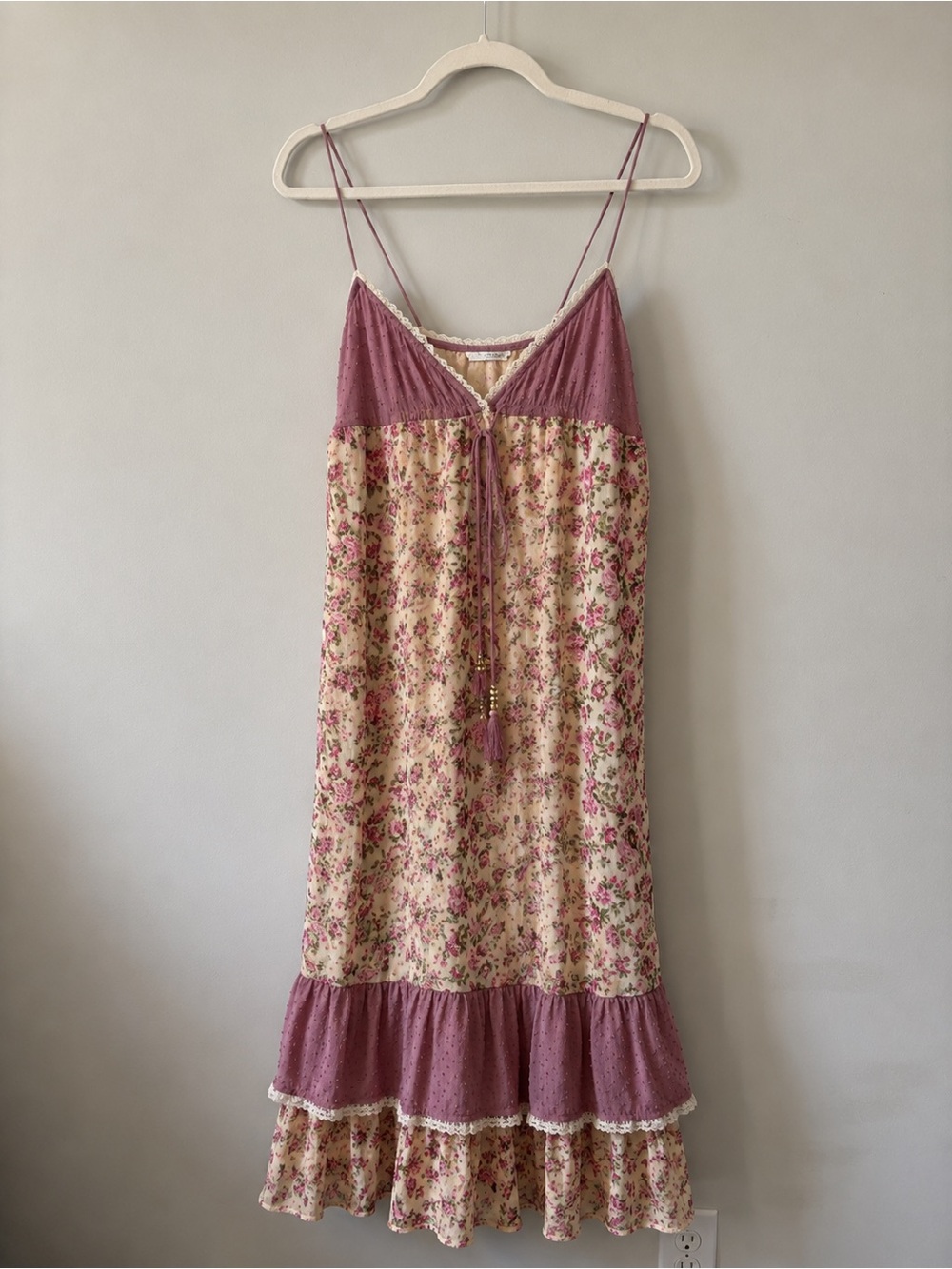 Zara Mauve and Cream Floral Slip Dress